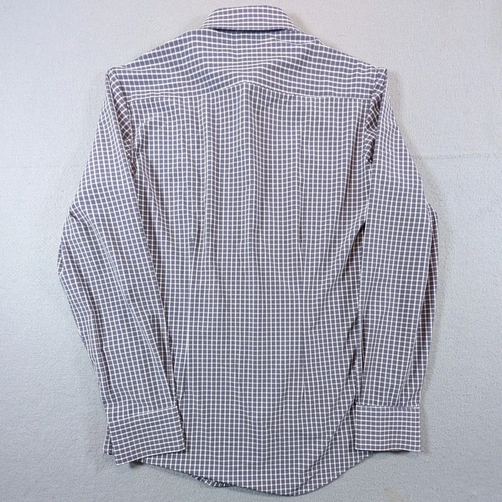 Mizzen Main Leeward Dress Shirt Mens Small Trim Fit Navy Check L-10019